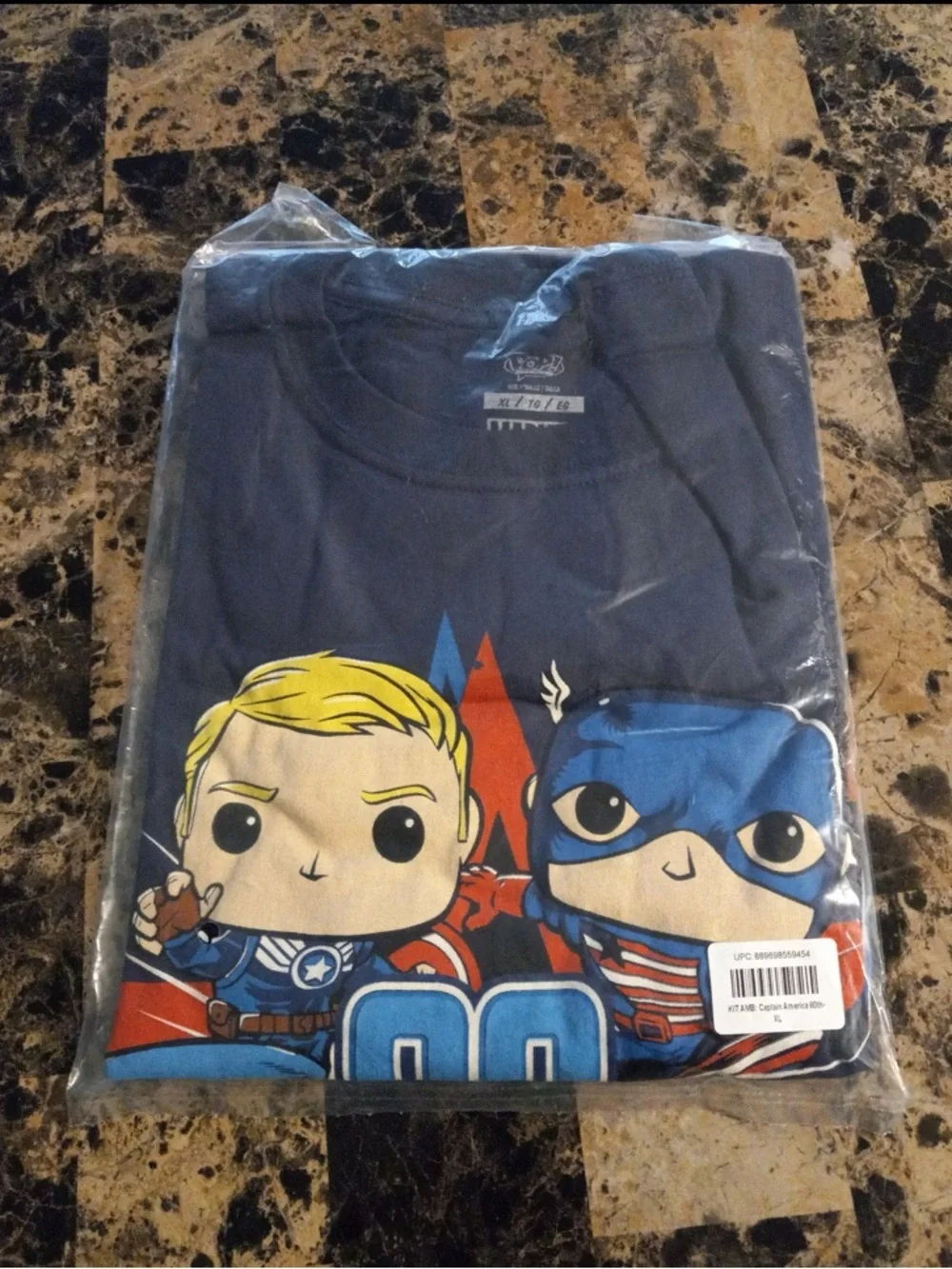 Funko Captain America Kids Costume Shirt - Navy Blue with Red & White Accents